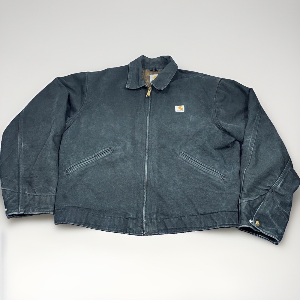 Carhartt J200 BLK Detroit Jacket Black Canvas Blanket Lined Mens Large